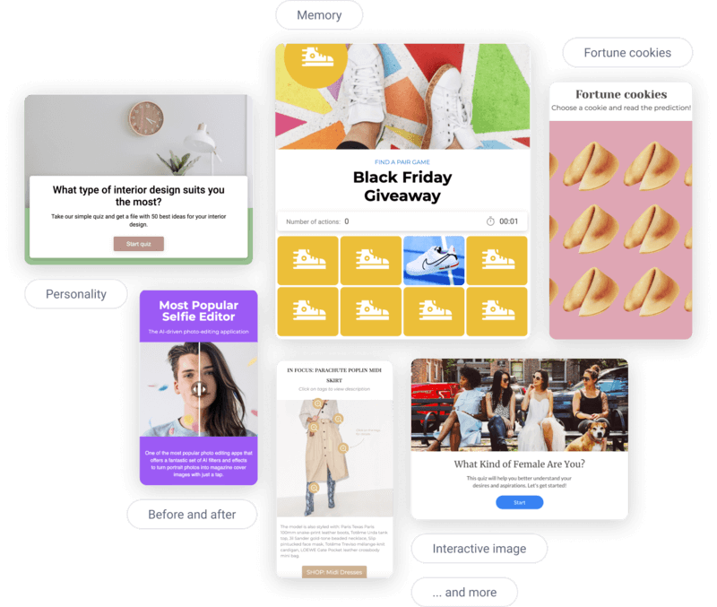 Examples of various mechanics on the Interacty platform