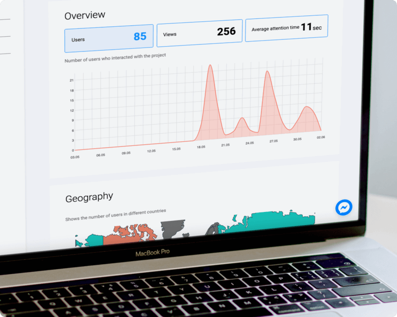 Interacty project statistics open on the laptop