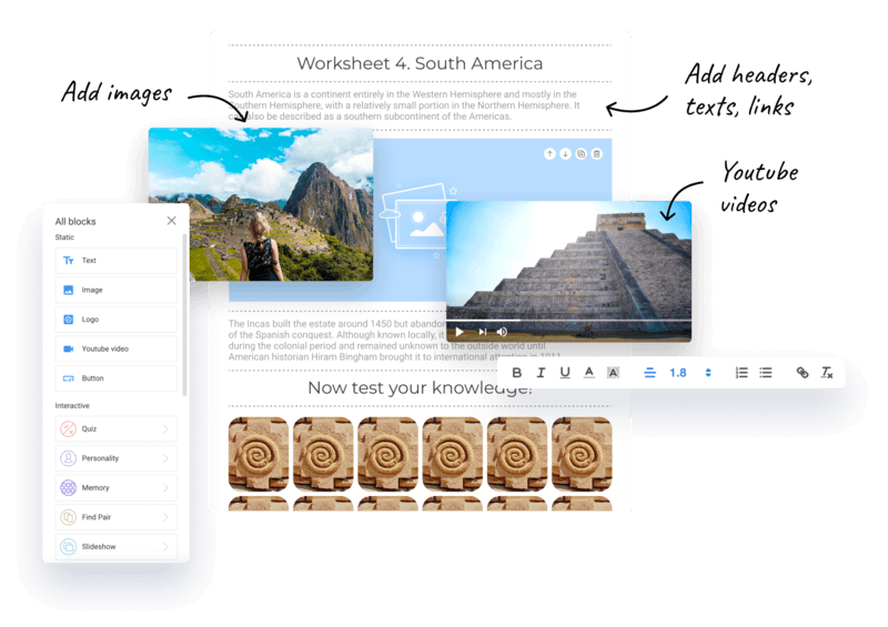 The process of creating a lesson in the Interacty editor
