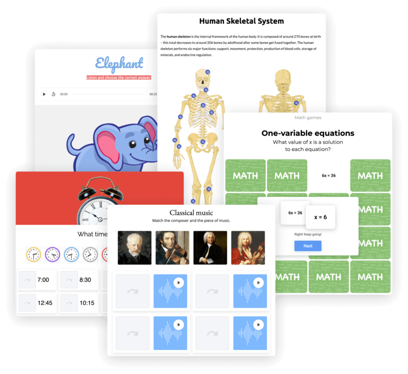 Examples of educational projects created at Interacty