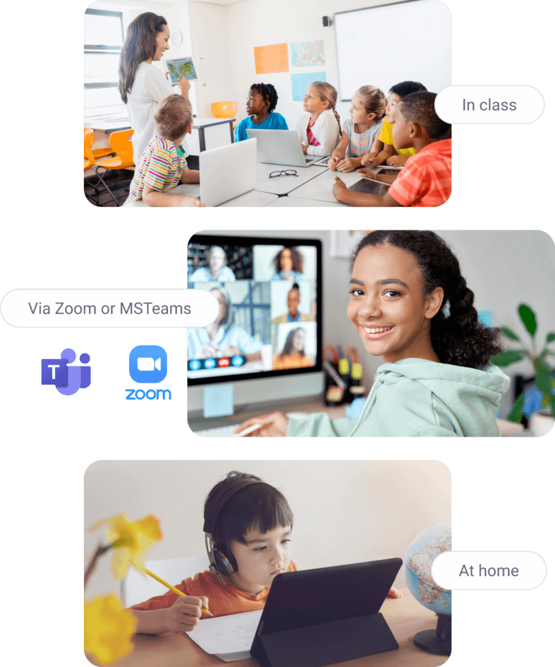 Children using Interacty projects via Zoom and MSTeams