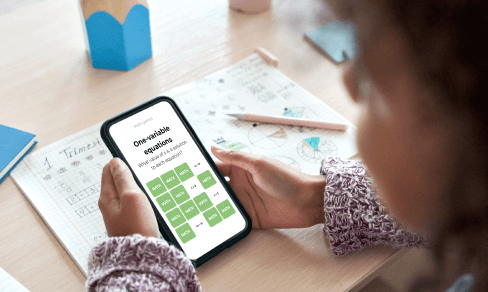 Child is playing a math memory game