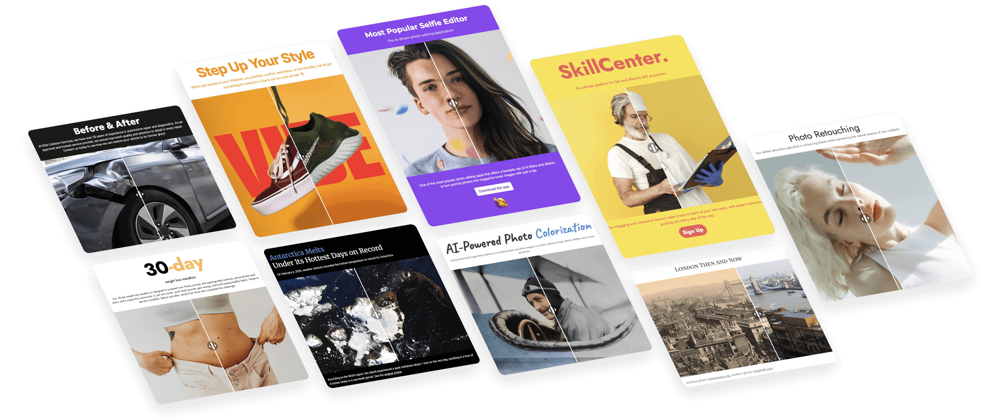 Posters with Interacty projects based on mechanics "До и после"