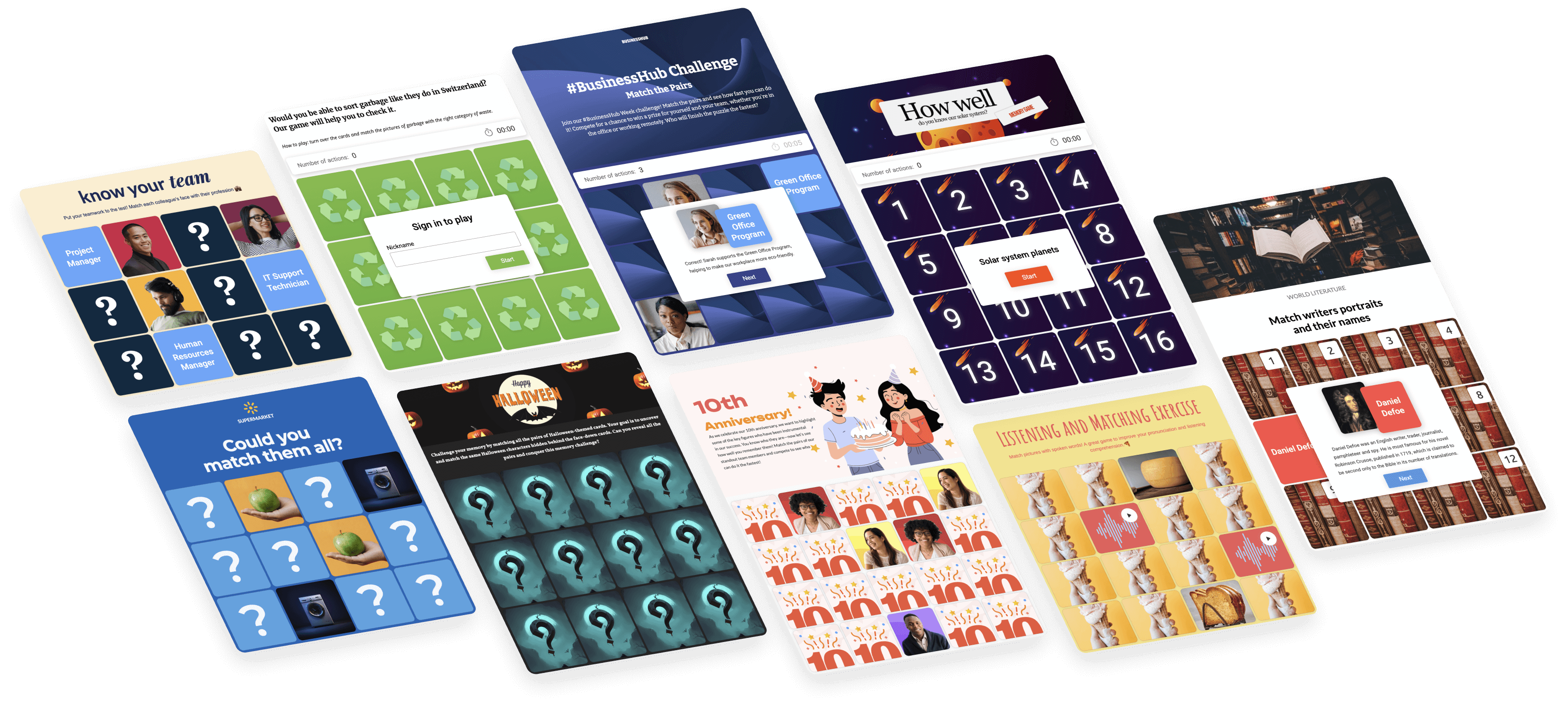 Posters with Interacty projects based on mechanics "Игры Мемори"