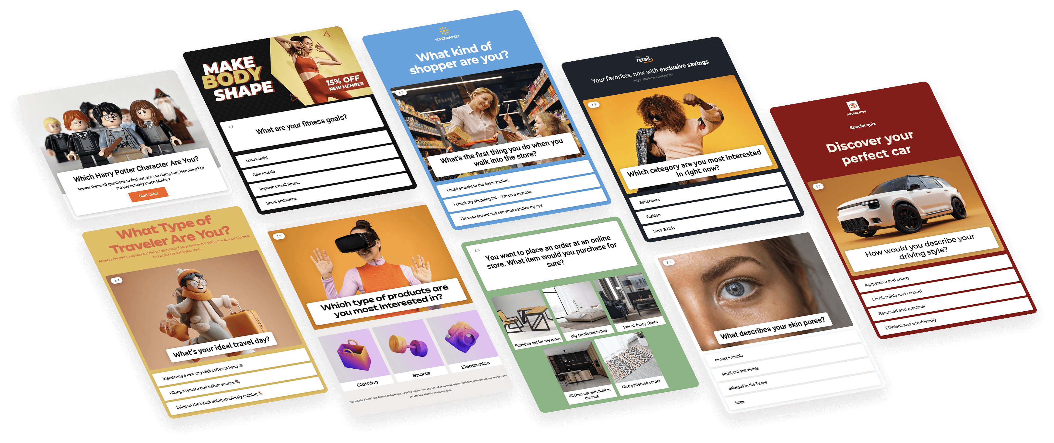 Posters with Interacty projects based on mechanics "Тесты «Узнай себя»"