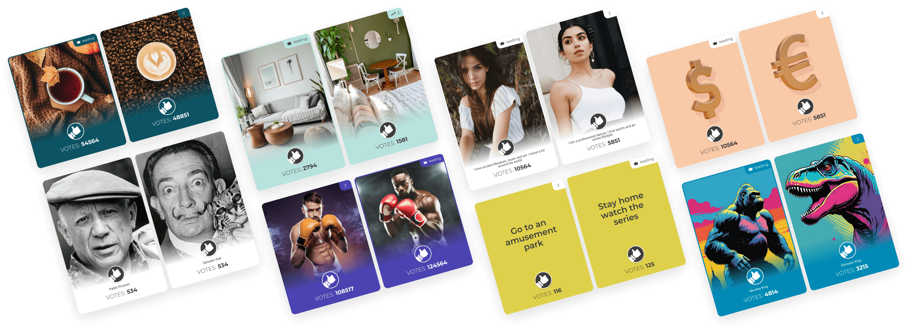 Posters with Interacty projects based on mechanics "Рейтинг-баттлы"