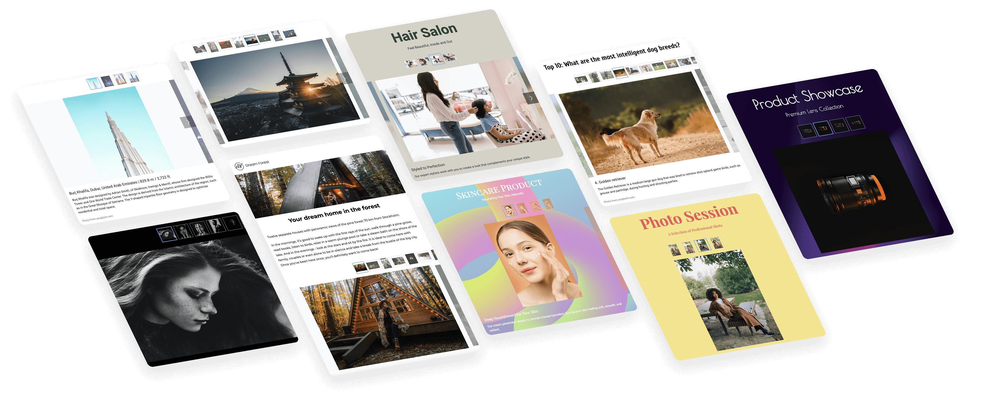 Posters with Interacty projects based on mechanics "Слайдшоу"