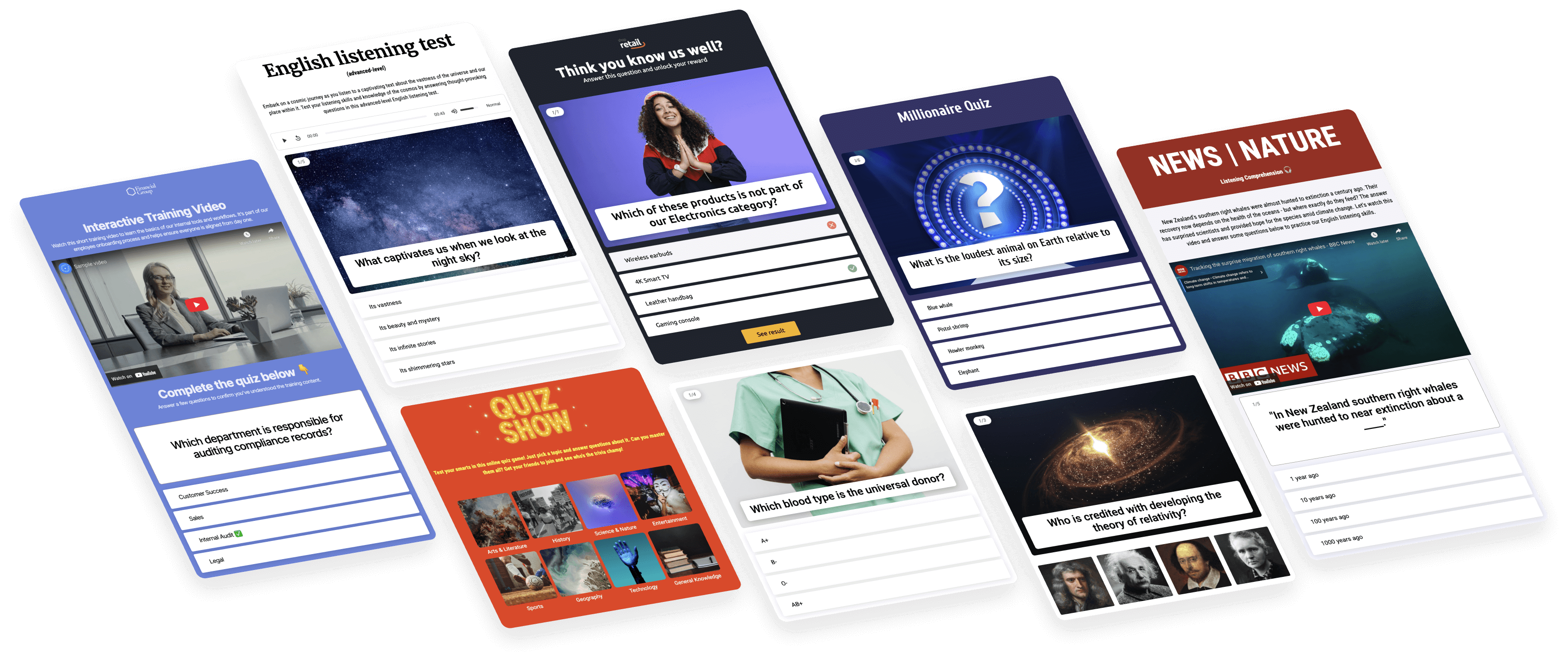 Posters with Interacty projects based on mechanics "Тесты «Проверь себя»"