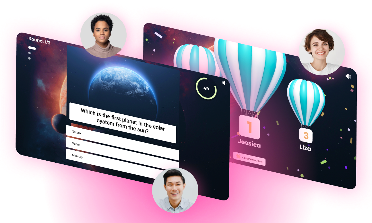 Example of project "Игры для мероприятий" on the web and mobile