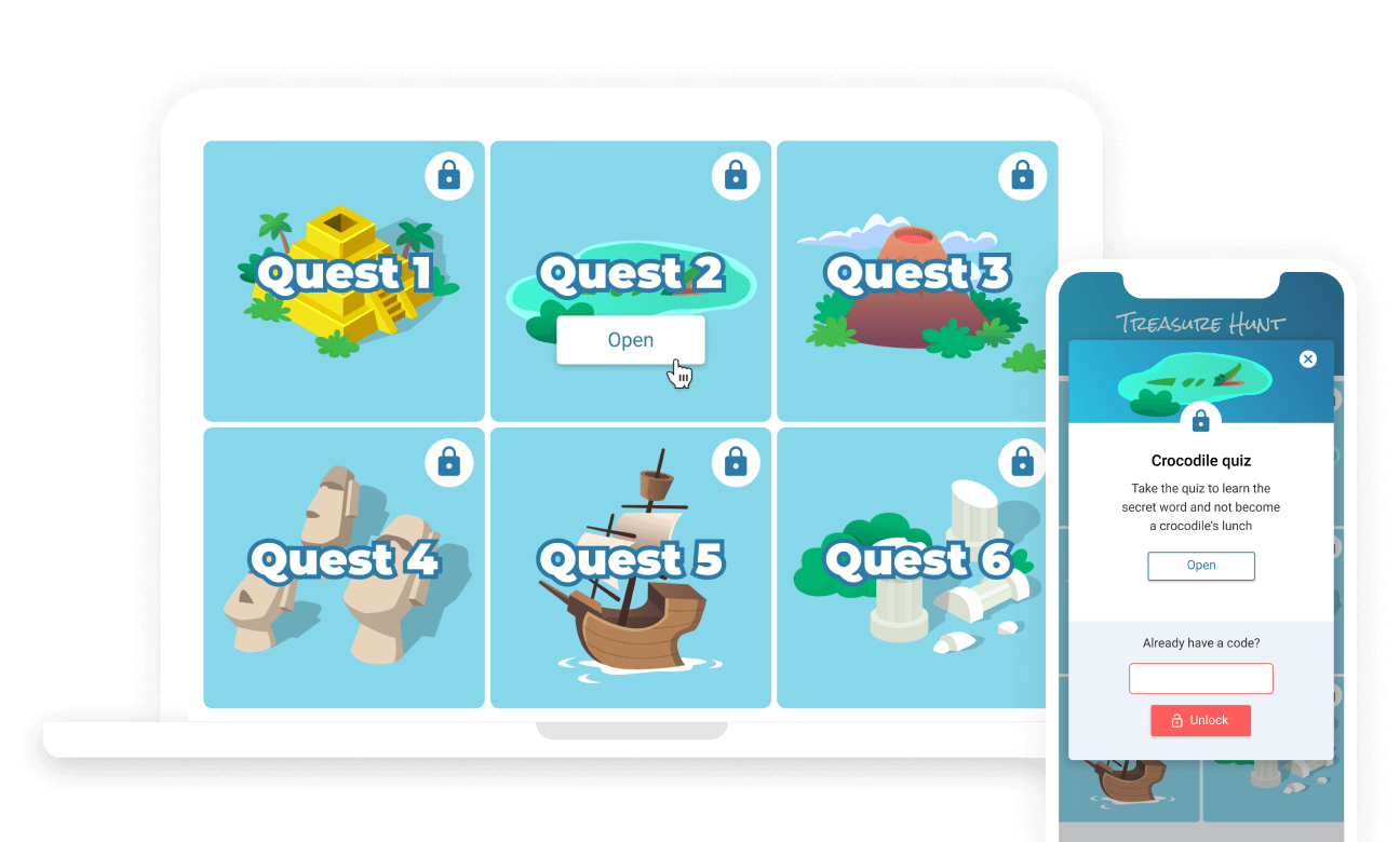 Example of project "Поиск сокровищ" on the web and mobile