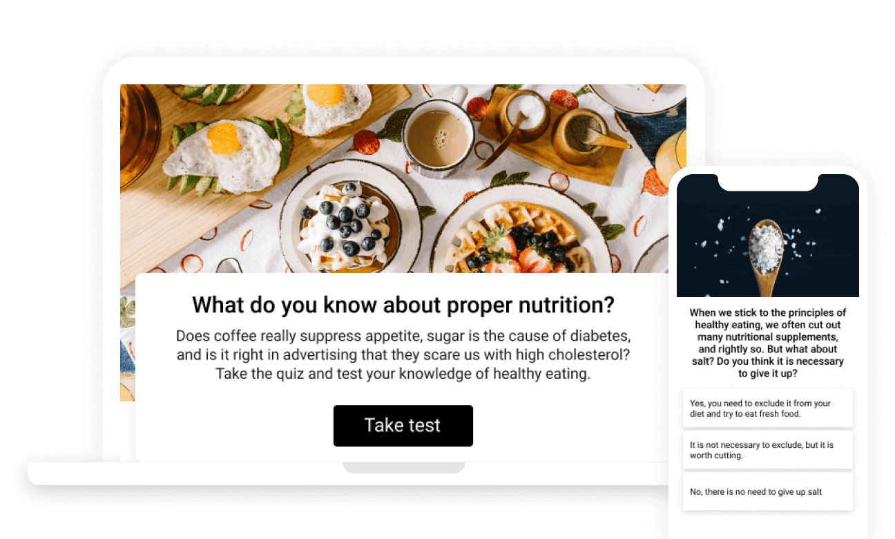 Example of project "Тесты «Проверь себя»" on the web and mobile